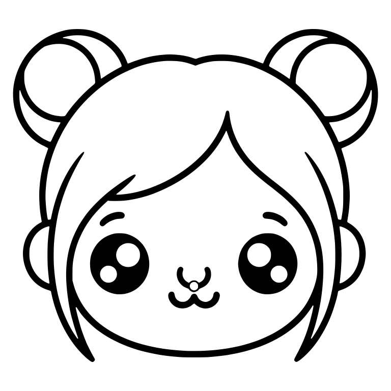 Girl with Two Hair Buns, Side-Swept Hair and Nose Ring — free characters SVG cut file