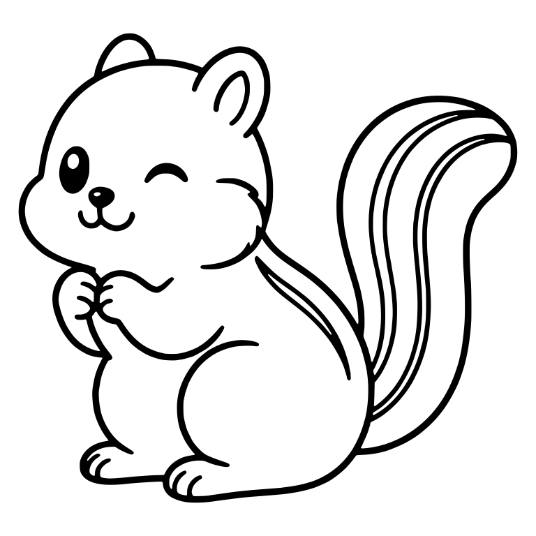 Winking Squirrel With Striped Tail And Paws At Chest — free animal SVG cut file
