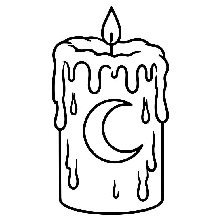 Dripping Pillar Candle With Crescent Moon — free objects SVG cut file