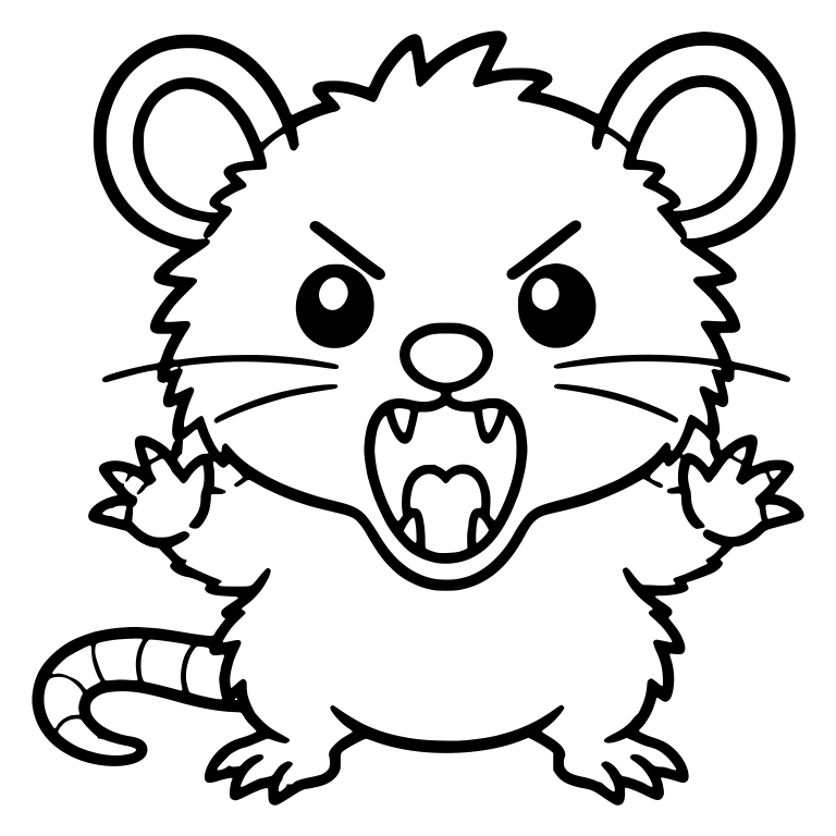 Hissing Opossum Front View With Claws Raised — free animal SVG cut file