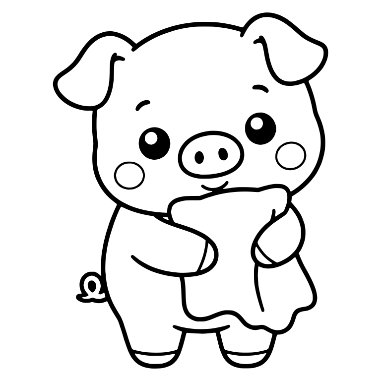 Standing Piglet Hugging a Blanket With Blush Cheeks — free animal SVG cut file