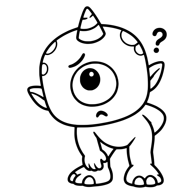 One-Horned Cyclops Leaning Forward with Question Mark — free fantasy-creature SVG cut file