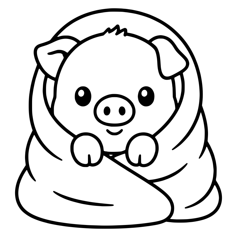 Pig Wrapped in Blanket With Paws Out — free animal SVG cut file