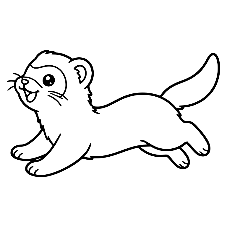 Kawaii Ferret Leaping With Open Mouth — free animal SVG cut file