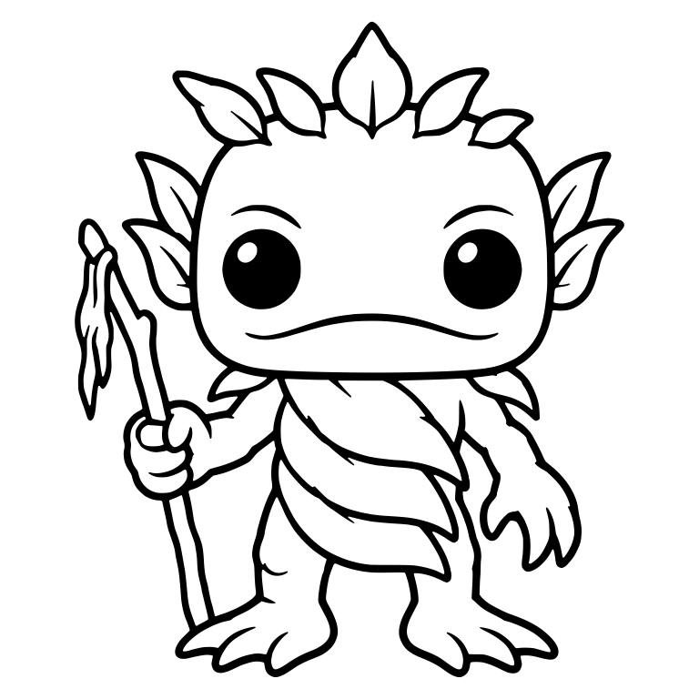 Swamp Monster Holding Staff with Leaf Crown — free fantasy-creature SVG cut file