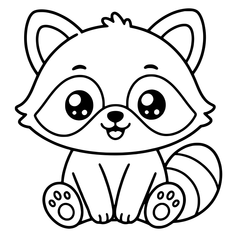 Sitting Raccoon With Paw Pads and Striped Tail — free animal SVG cut file