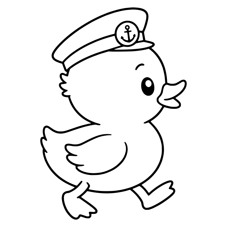 Walking Duckling in Peaked Captain Cap With Anchor — free animal SVG cut file