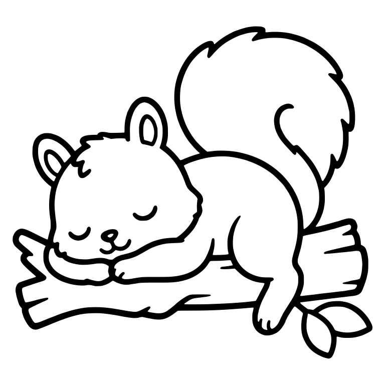 Sleepy Squirrel Napping on a Tree Branch — free animal SVG cut file