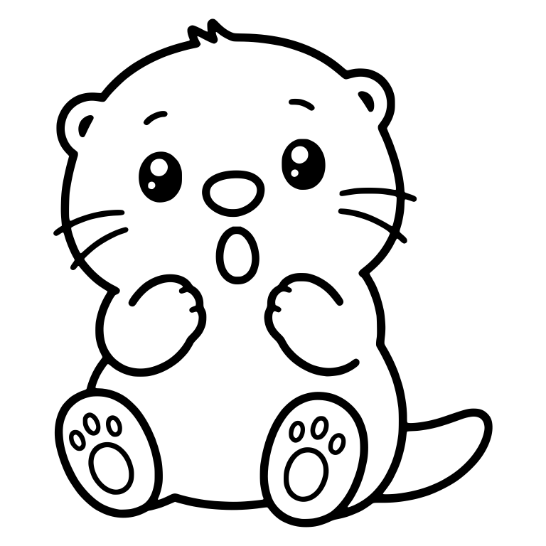 Shocked Kawaii Otter Sitting with Fists at Chest — free animal SVG cut file
