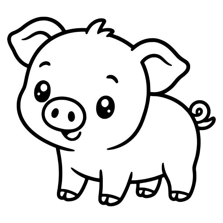 Piglet Standing Sideways with Head Turned Forward — free animal SVG cut file