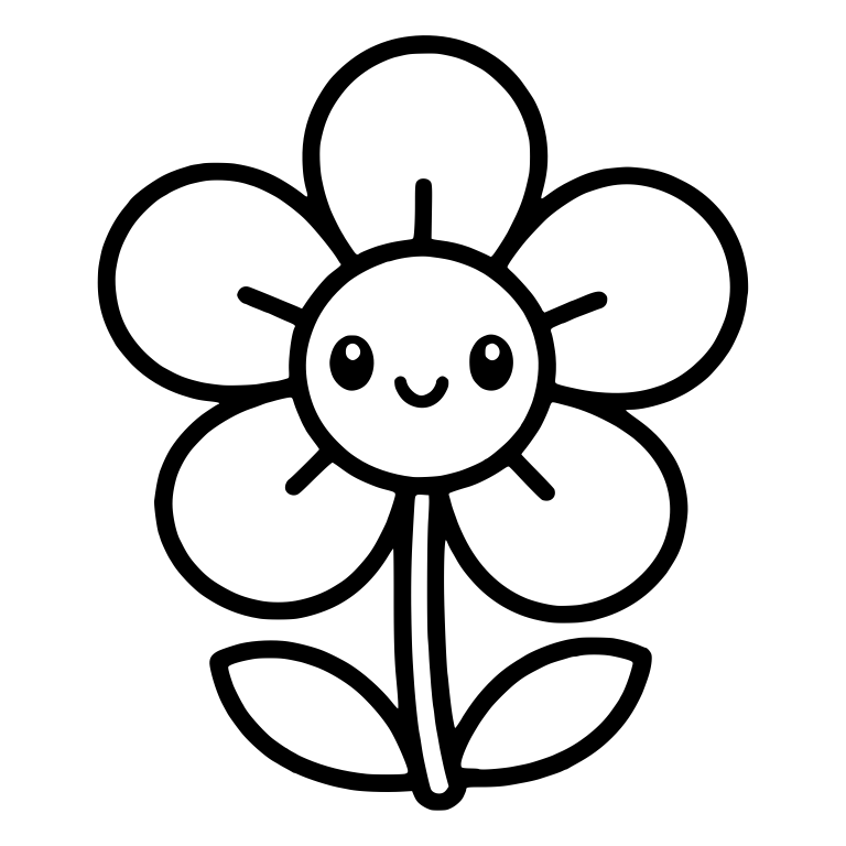 Kawaii Five-Petal Flower With Small Face and Round Petals — free floral SVG cut file