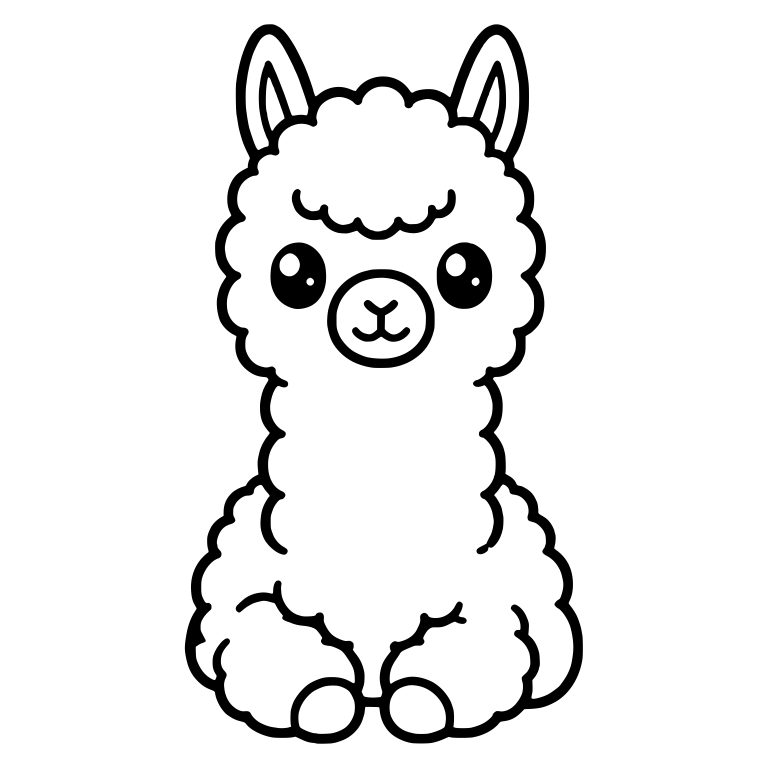 Front-Facing Sitting Llama With Round Muzzle — free animal SVG cut file