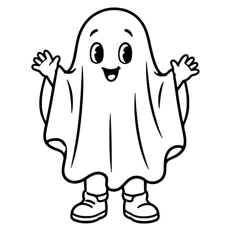 Sheet Ghost Costume With Waving Hands and Boots — free fantasy-creature SVG cut file