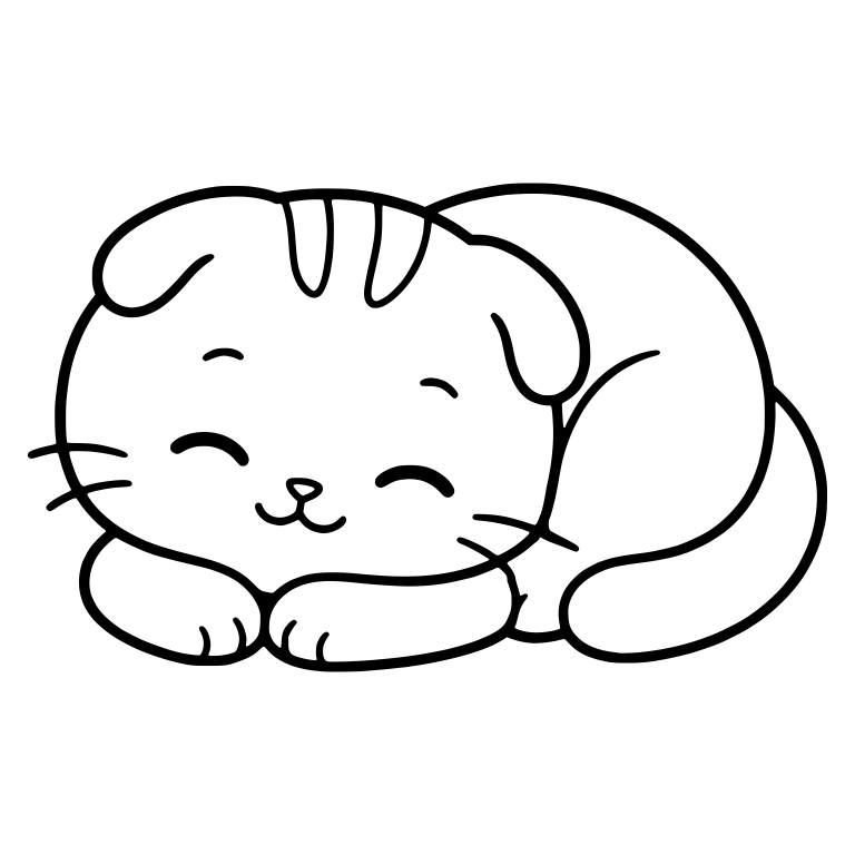 Scottish Fold Kitten Curled Up Smiling — free animal SVG cut file