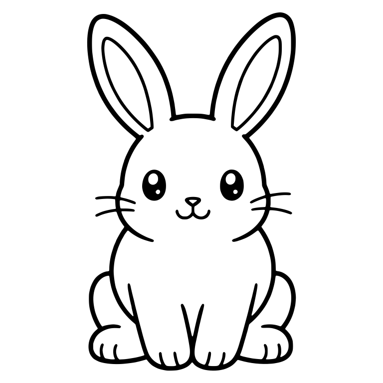 Kawaii Bunny Sitting Front View With Tall Ears — free animal SVG cut file