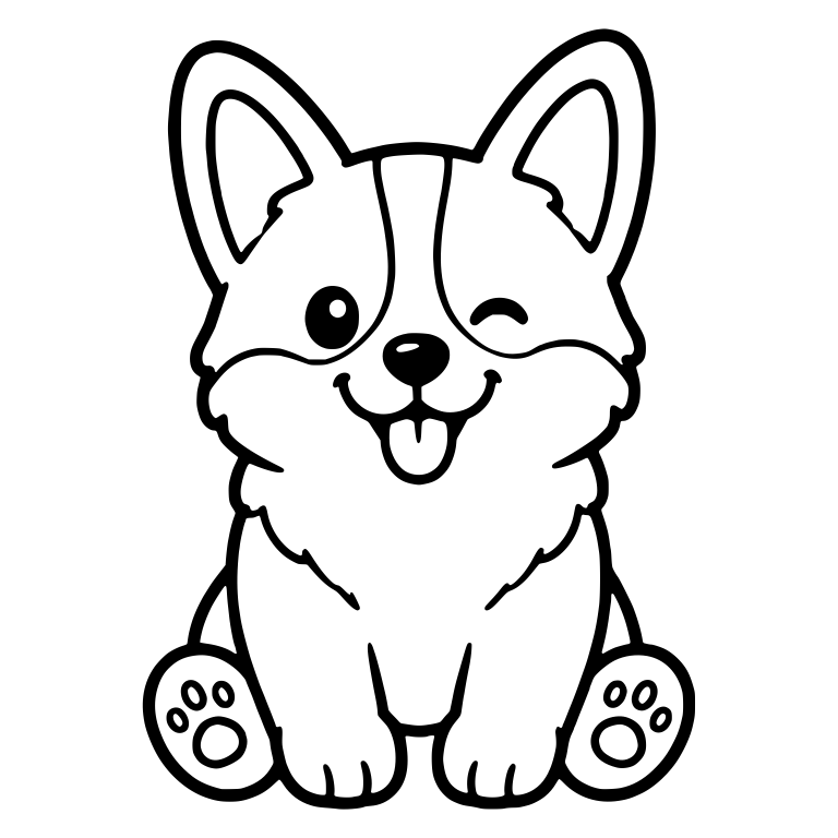 Winking Corgi Puppy Sitting With Paw Pad Soles — free animal SVG cut file
