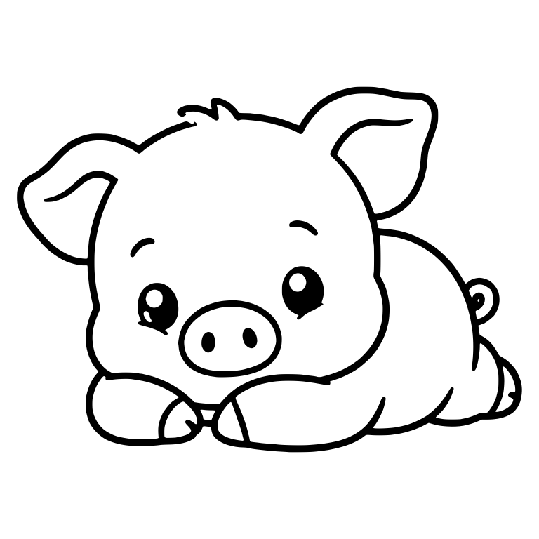 Lying Piglet Resting Chin on Paws With Shiny Eyes — free animal SVG cut file