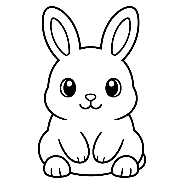 Plush Bunny Sitting Front View With Ringed Eyes — free animal SVG cut file