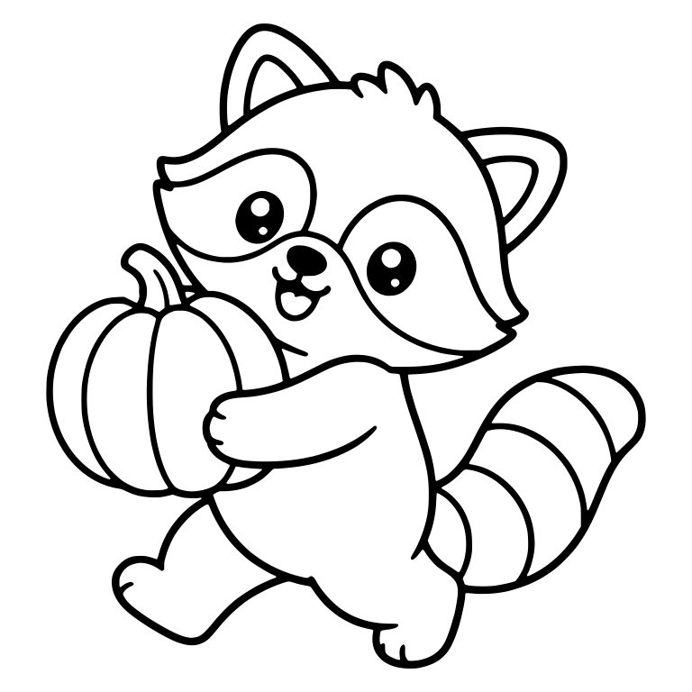 Raccoon Carrying a Pumpkin Under One Arm — free animal SVG cut file