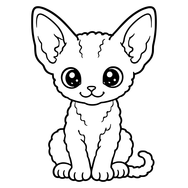 Sitting Curly Kitten with Huge Ears — free animal SVG cut file