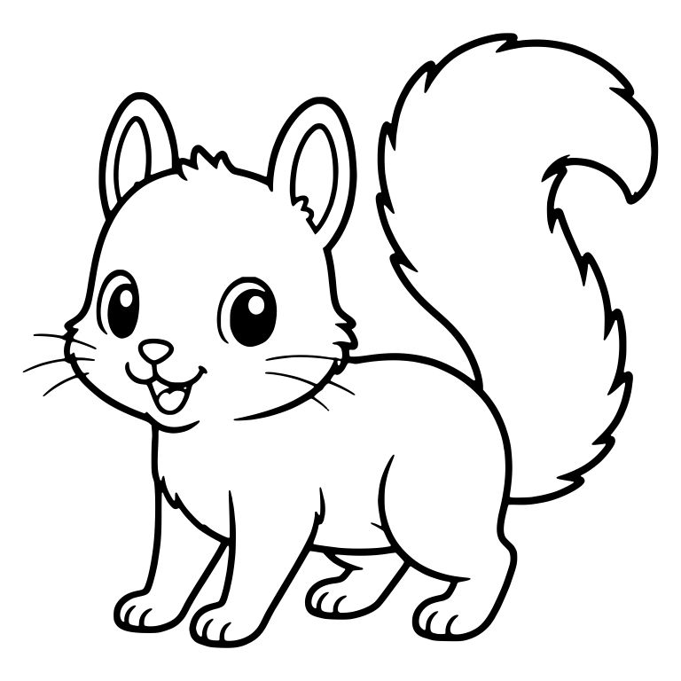 Walking Squirrel with Round Ears and Tall Curled Tail — free animal SVG cut file