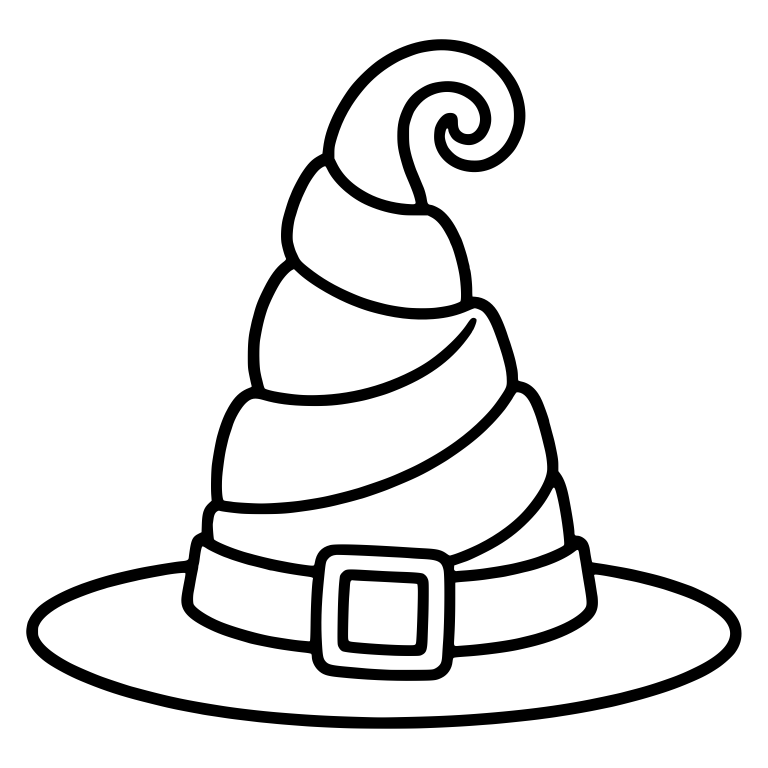 Swirl Witch Hat with Square Buckle and Curled Tip — free objects SVG cut file