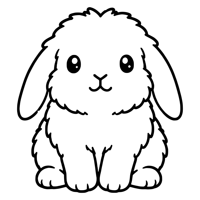 Fuzzy Lop Bunny Sitting With Chest Fur Tufts — free animal SVG cut file