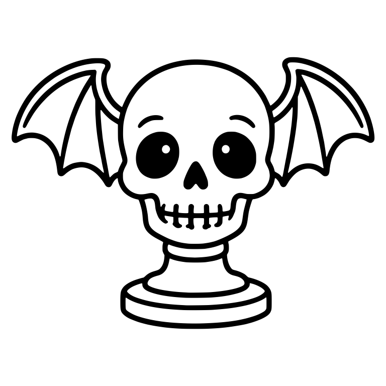 Cute Skull With Bat Wings on Round Pedestal — free skeleton SVG cut file