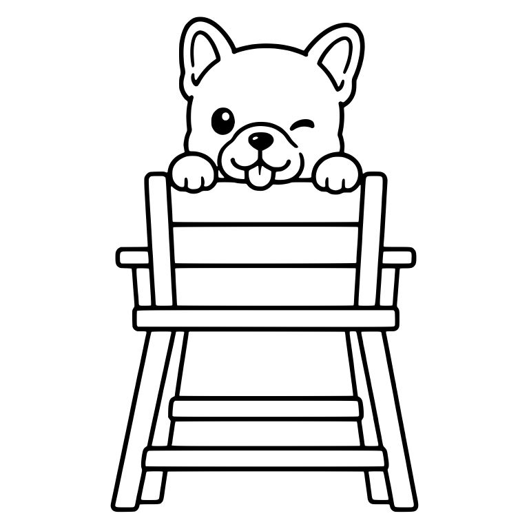 Winking French Bulldog Puppy Peeking Over Lifeguard Chair — free animal SVG cut file