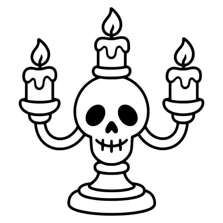 Skull Candelabra With Three Candles — free objects SVG cut file