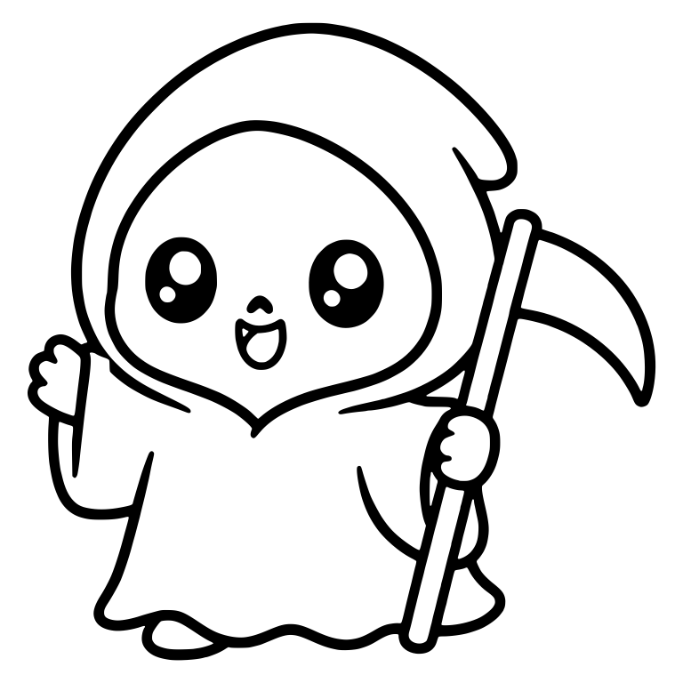 Happy Reaper Waving While Holding Scythe — free characters SVG cut file