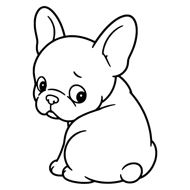 French Bulldog Puppy Sitting and Glancing Over Shoulder — free animal SVG cut file