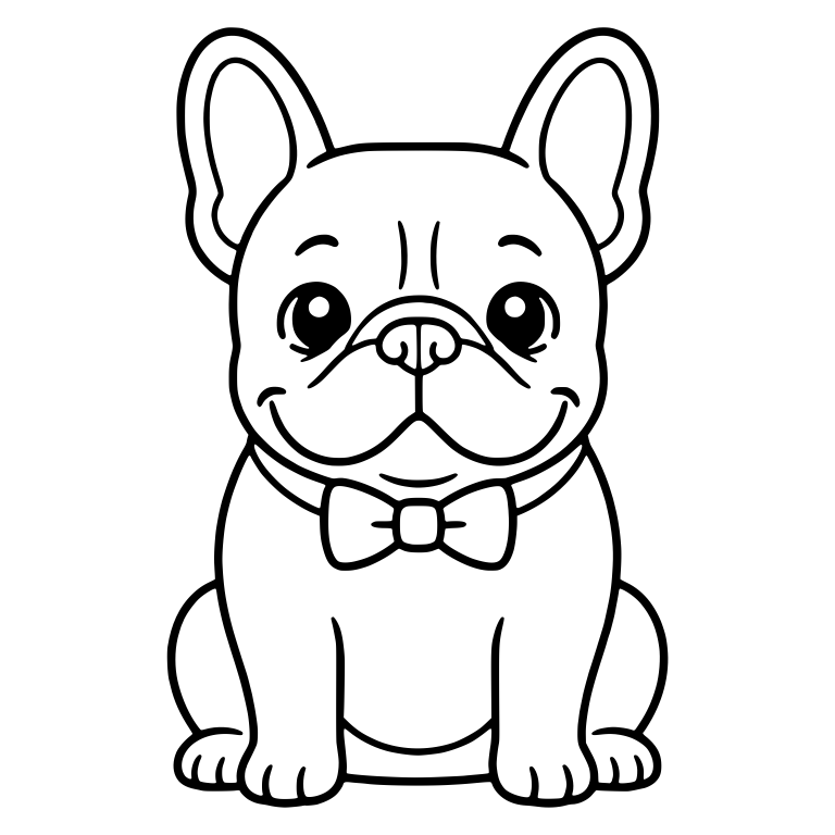 Sitting French Bulldog With Bow Tie And Big Smile — free animal SVG cut file