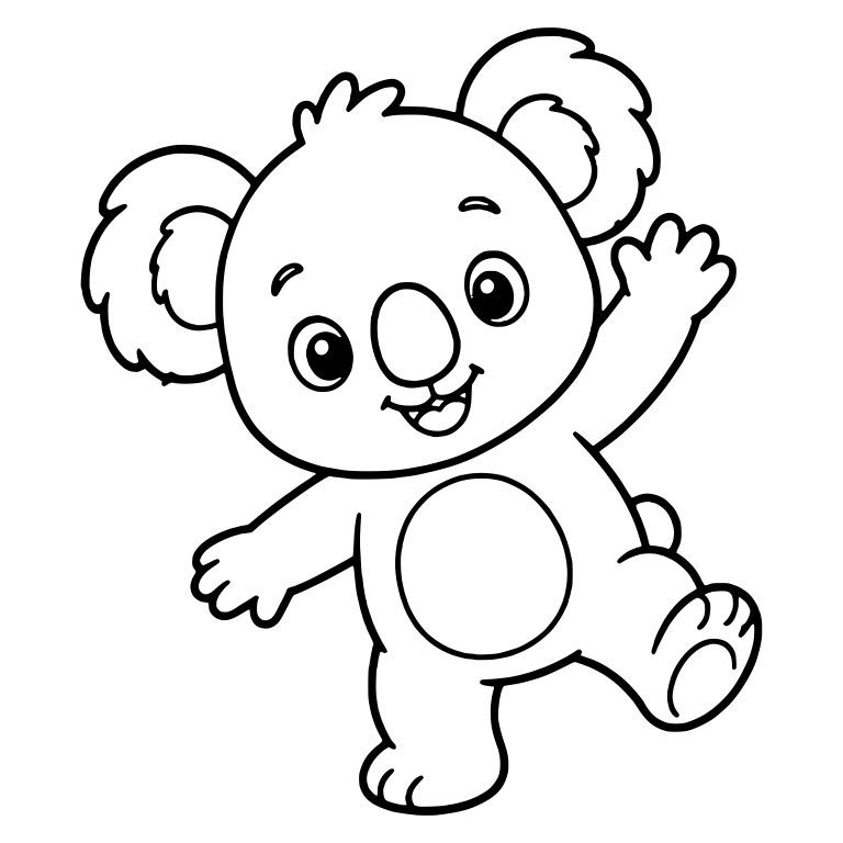 Waving Koala Toddler with One Foot Kicked Up — free animal SVG cut file