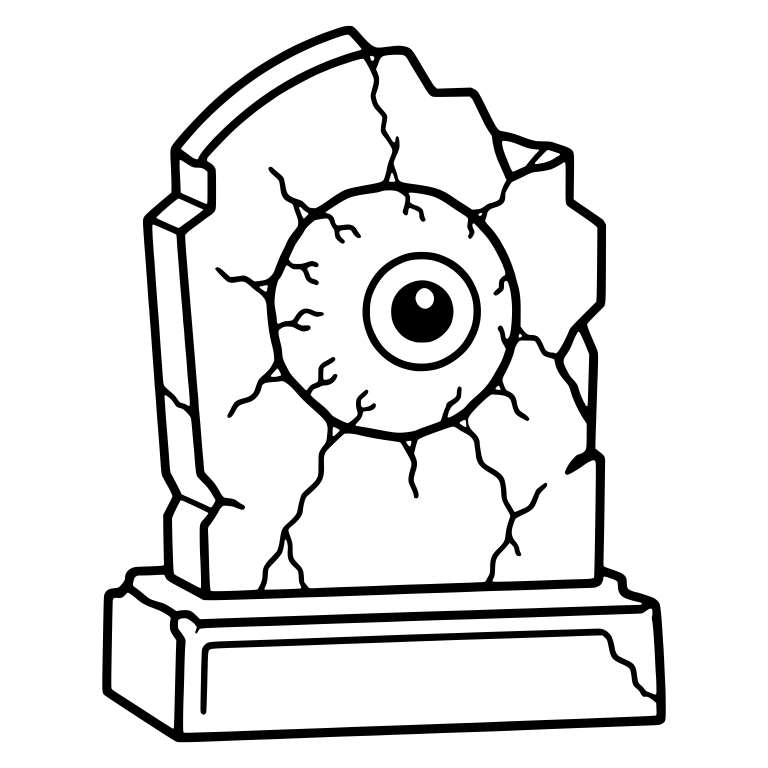Broken Cracked Gravestone with Eyeball — free objects SVG cut file