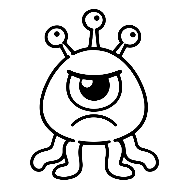 Grumpy One-Eyed Alien With Eyestalks and Tentacle Legs — free fantasy-creature SVG cut file
