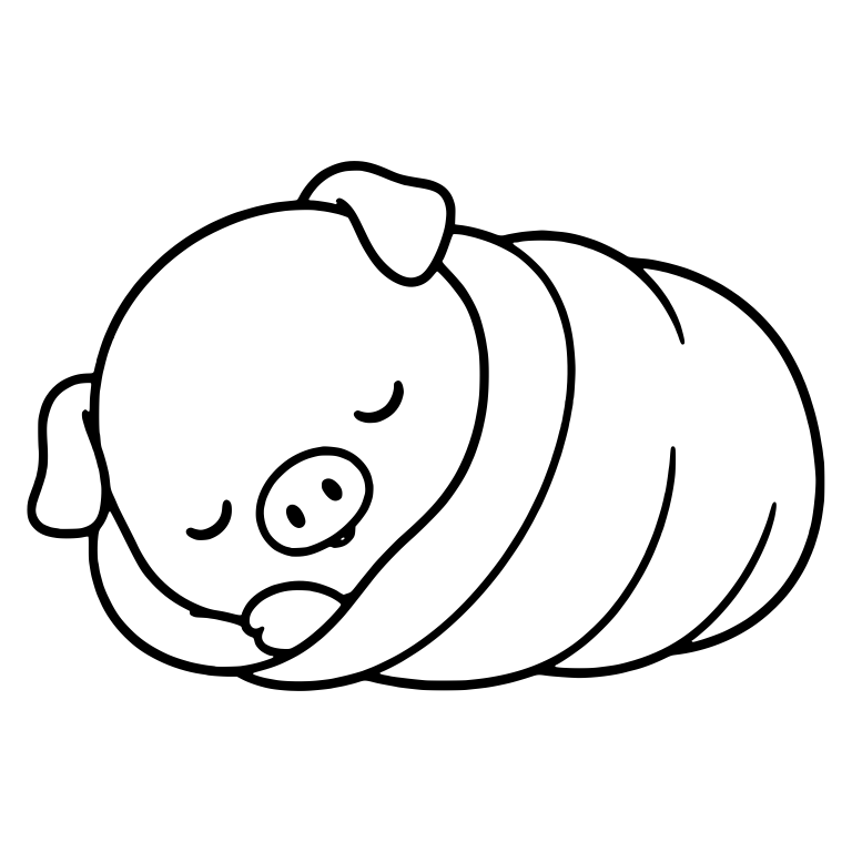 Sleeping Piglet Tucked into a Rolled Blanket — free animal SVG cut file