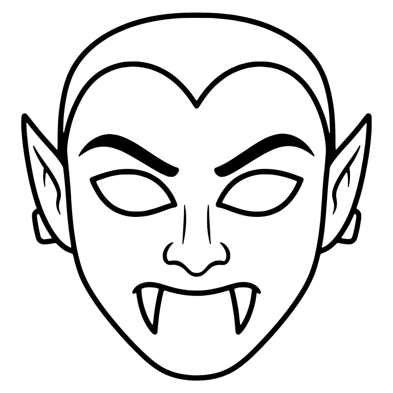 Vampire Face Mask With Widow's Peak, Pointed Ears and Fangs — free objects SVG cut file