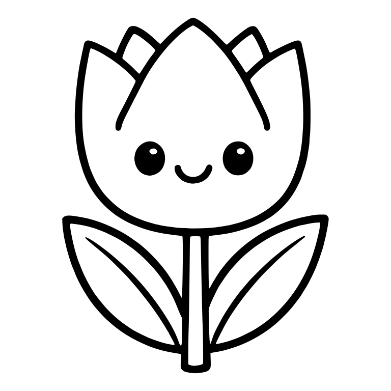 Tulip With Pointed Petal Tips and Smiling Face — free floral SVG cut file