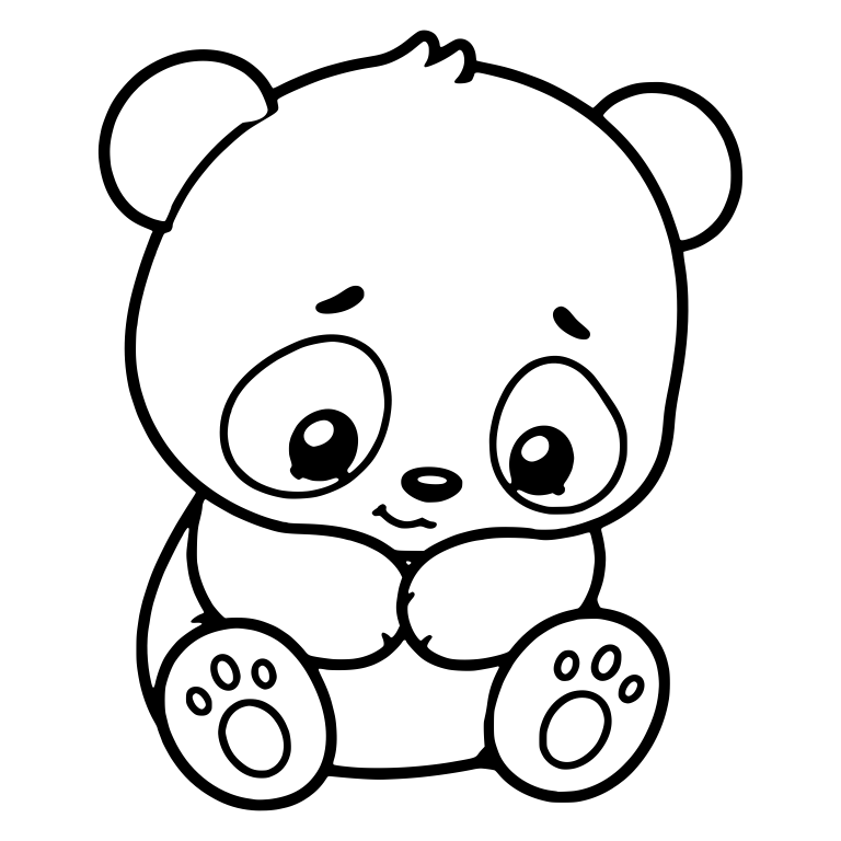 Sad Panda Cub Sitting With Paws Clasped — free animal SVG cut file