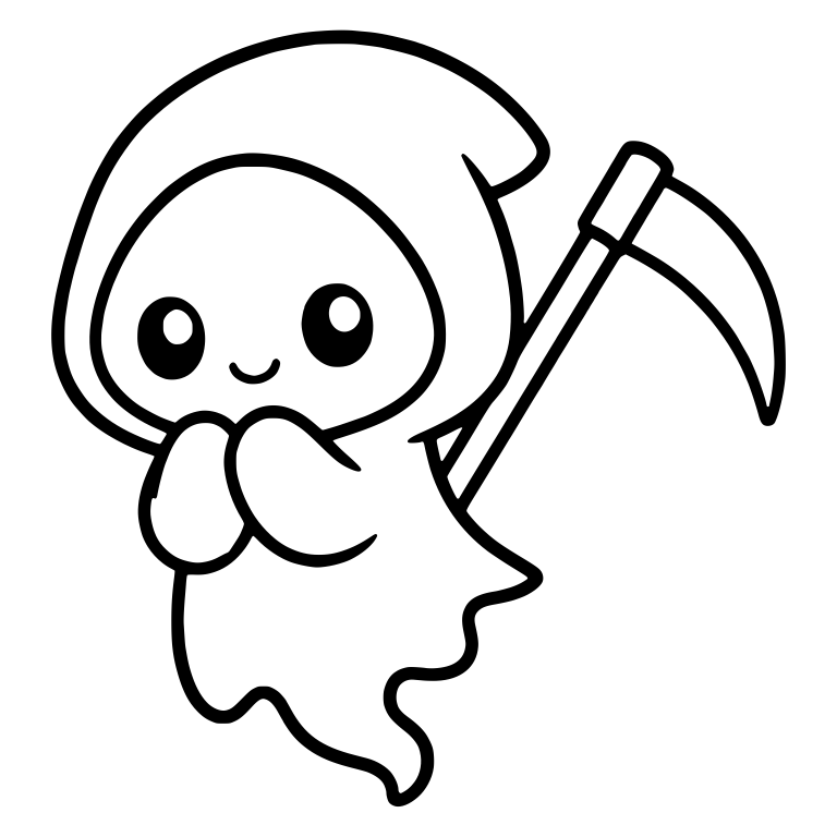 Floating Kawaii Reaper With Hands Clasped — free characters SVG cut file