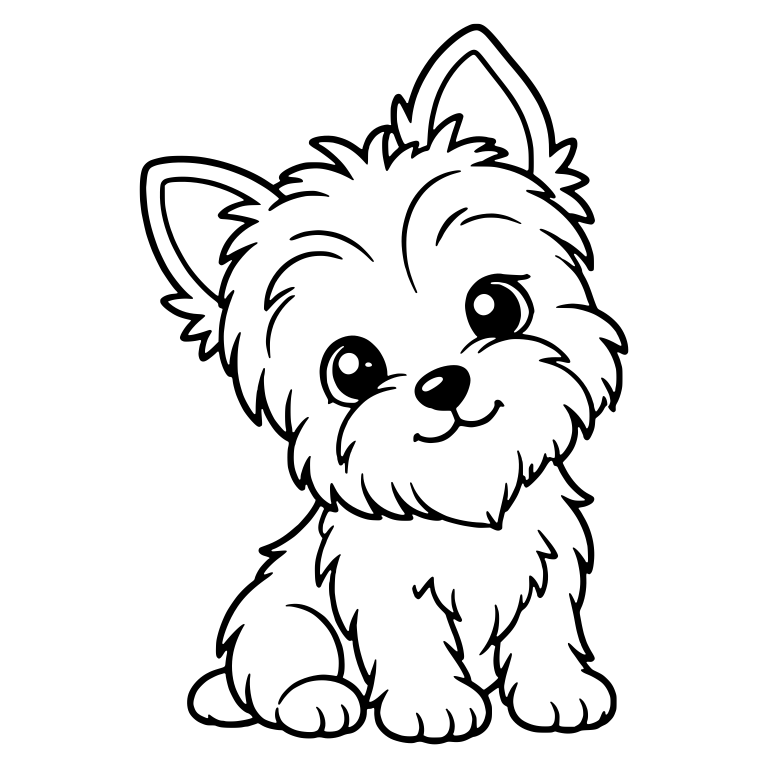 Sitting Yorkie Puppy Tilting Head With Closed Smile — free animal SVG cut file