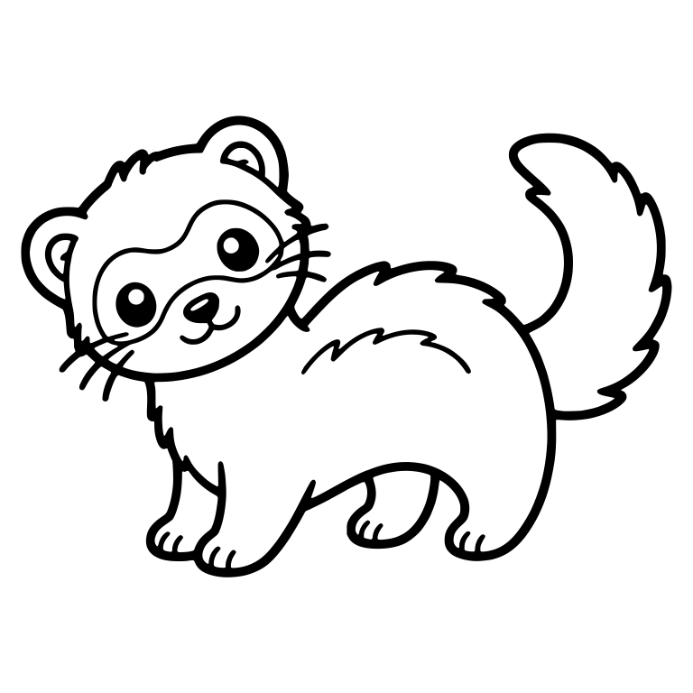 Kawaii Ferret Standing With Head Turned And Bushy Tail — free animal SVG cut file