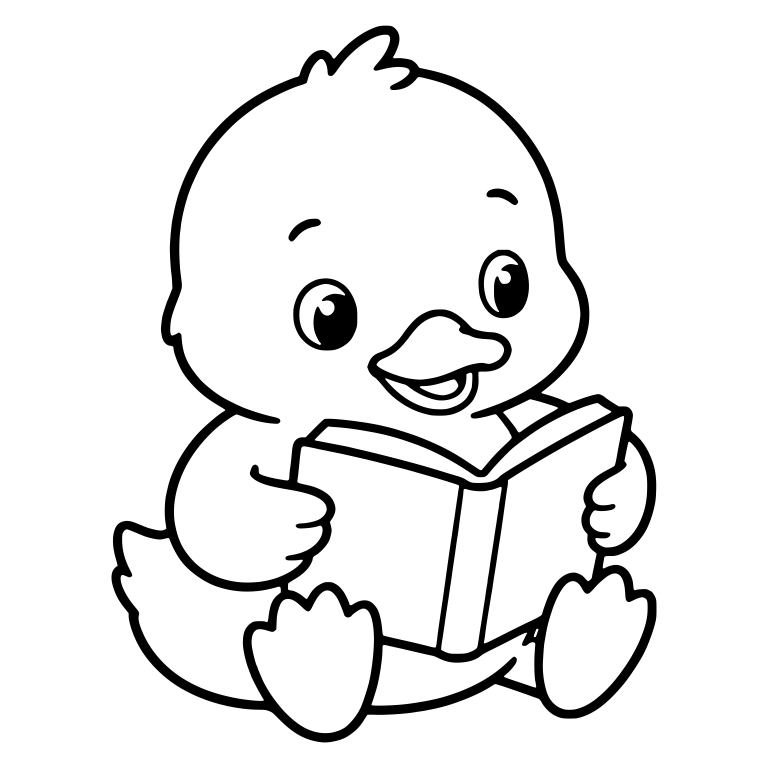 Sitting Duckling Reading an Open Storybook — free animal SVG cut file