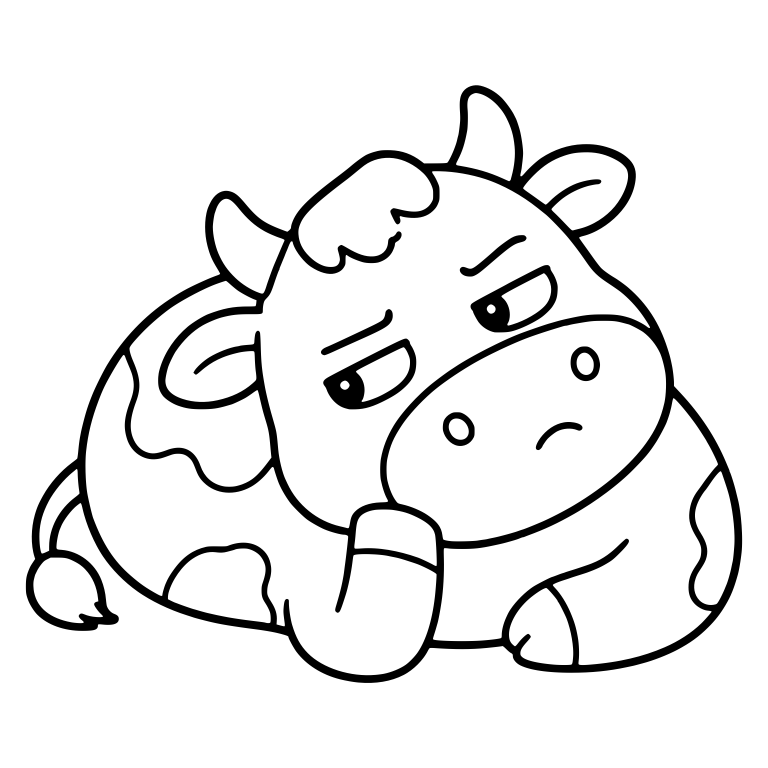 Cow Lying Down Resting Chin on Hoof With Side-Eye — free animal SVG cut file