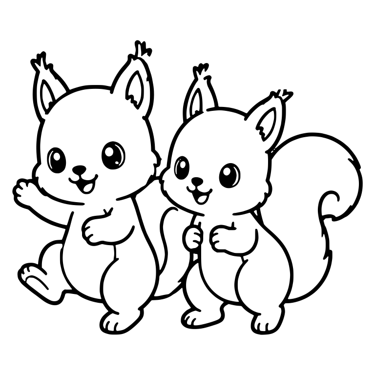 Two Squirrels Standing Together With One Waving — free animal SVG cut file