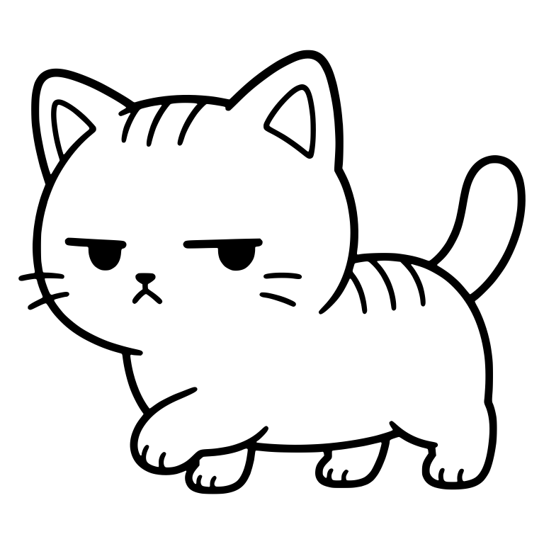 Unimpressed Tabby Kitten Mid-Step With Tail Up — free animal SVG cut file