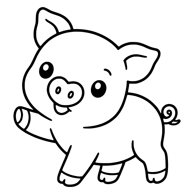 Waving Piglet With Tongue Peeking Out — free animal SVG cut file