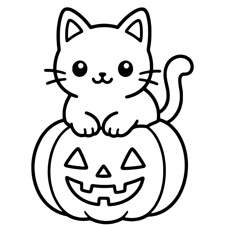 Cat Sitting on Top of Jack-O-Lantern with Paws Down — free animal SVG cut file
