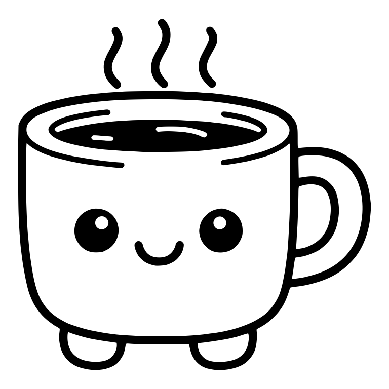 Kawaii Coffee Mug With Steam And Tiny Feet — free objects SVG cut file